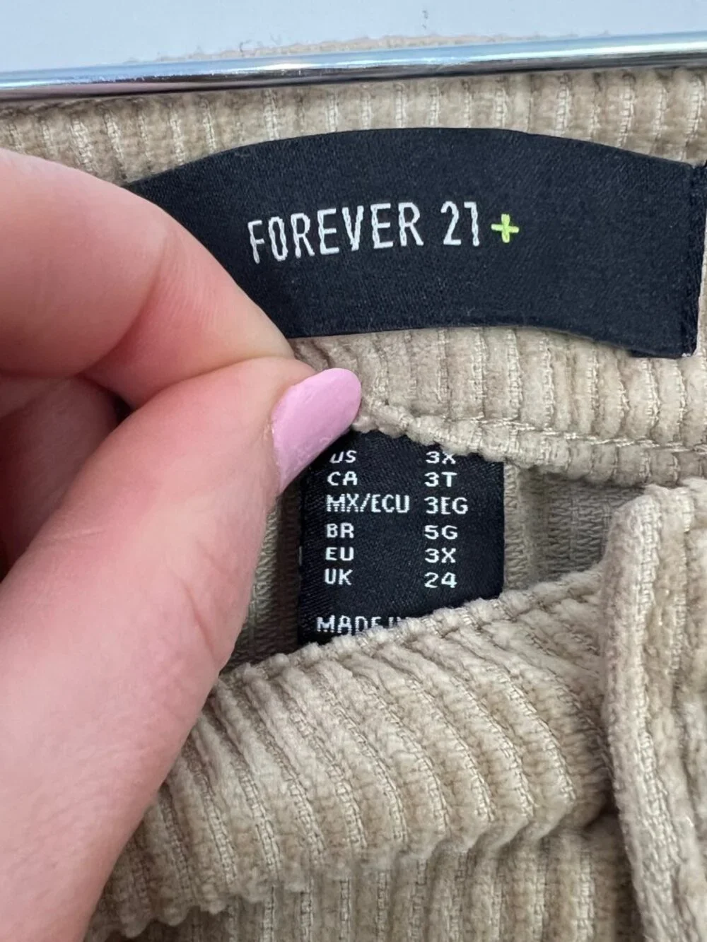 Forever21+ Corduroy Cargo Mini Skirt Tan Side‎ Pockets Size 3X
